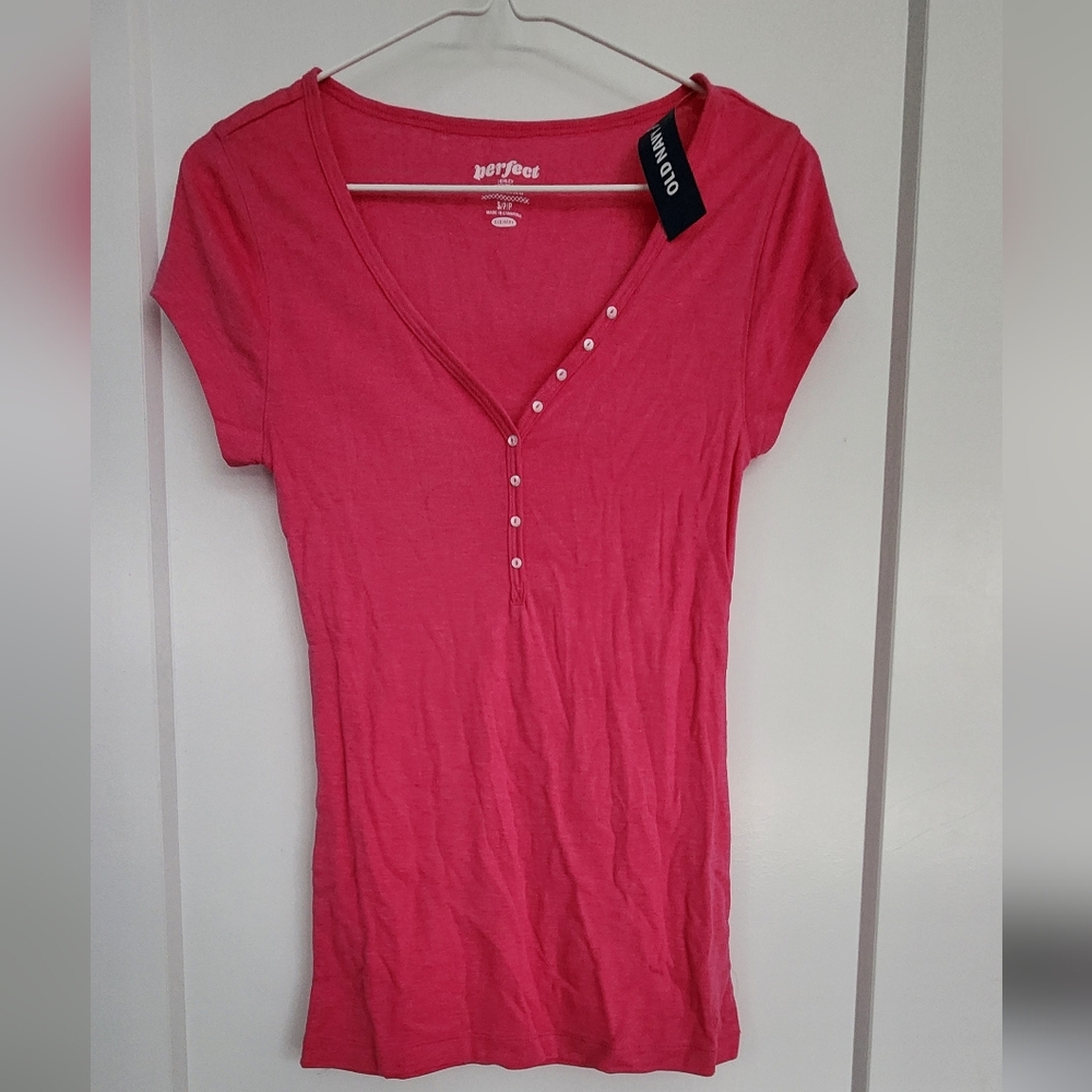 Old Navy Pink T-Shirt With Button Details